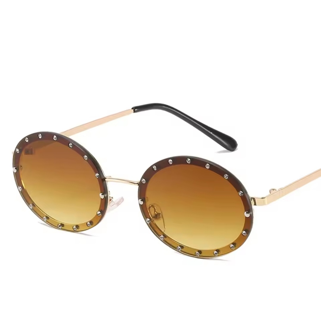 Picture of Diamond Oval Small Frame Luxury Sunglasses Men Women Fashion Shades UV400 Vintage Glasses