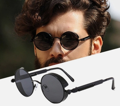 Picture of Metal Steampunk Sunglasses Men Women Fashion Round Glasses Brand Designer Vintage Sun Glasses High Quality