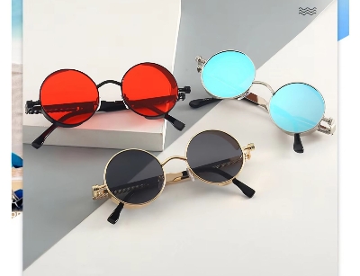 Picture of Metal Steampunk Sunglasses Men Women Fashion Round Glasses Brand Designer Vintage Sun Glasses High Quality