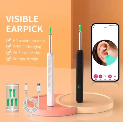 Picture of Smart Visual Ear Cleaner earpick NE series High Precision Ear Wax Removal Tool with Camera LED Light Wireless Otoscope Smart Ear Cleaning Kit (8pcs combo)