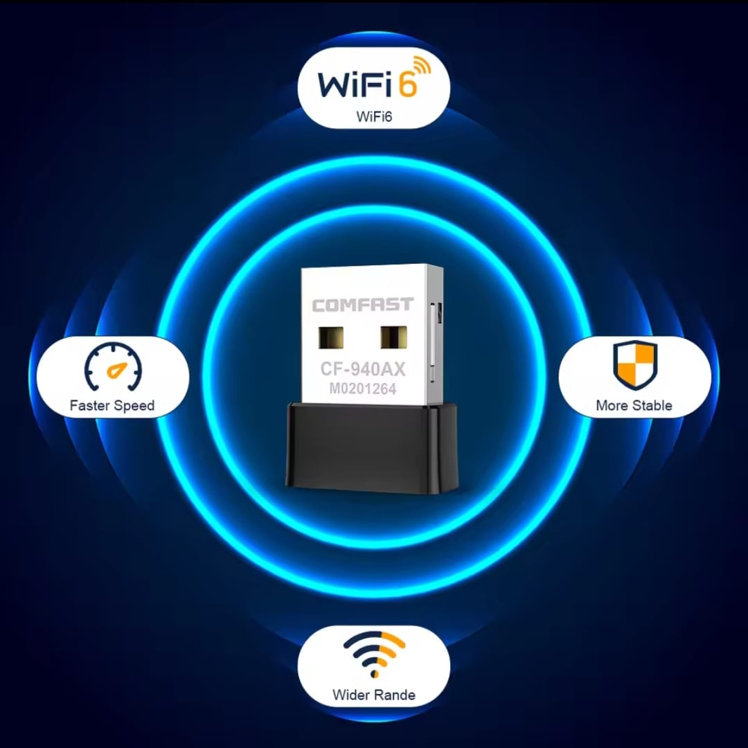 Picture of COMFAST Mini USB WIFI6 Adapter Network Card WI-FI Dongle 2.4GHz 802.11AX Signal Reception for PC Laptop Win 7/10/11 Free WI-FI4 Drive