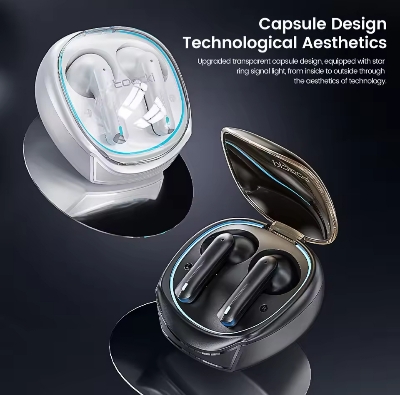 Picture of Toocki Bluetooth 5.3 Wireless Headphones Earphone TWS In-Ear Waterproof Headset LED 40H 35ms Low Latency Earbud with Microphone