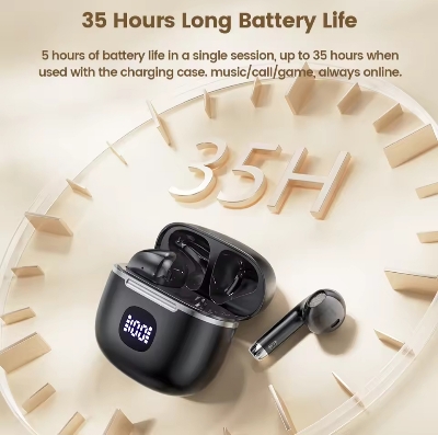 Picture of Toocki 06C Bluetooth 5.3 Wireless Headphones Power Digital Display 35hours Endurance Gaming Headsets Waterproof Sports Earbuds