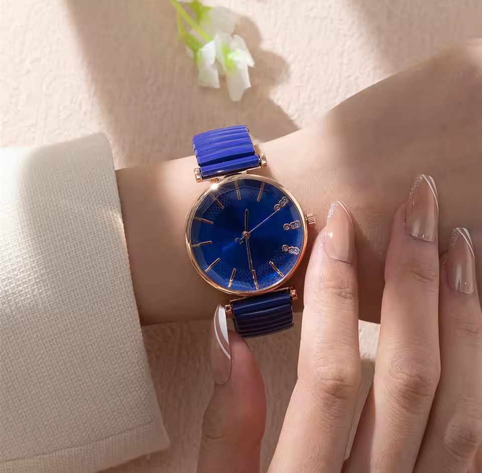 Picture of Luxury Treasure Simple Crystal Ladies Quartz Watch Casual Stainless Steel Stretch Strap Fashion Women Dress Clock Watches