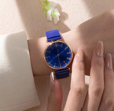 Picture of Luxury Treasure Simple Crystal Ladies Quartz Watch Casual Stainless Steel Stretch Strap Fashion Women Dress Clock Watches
