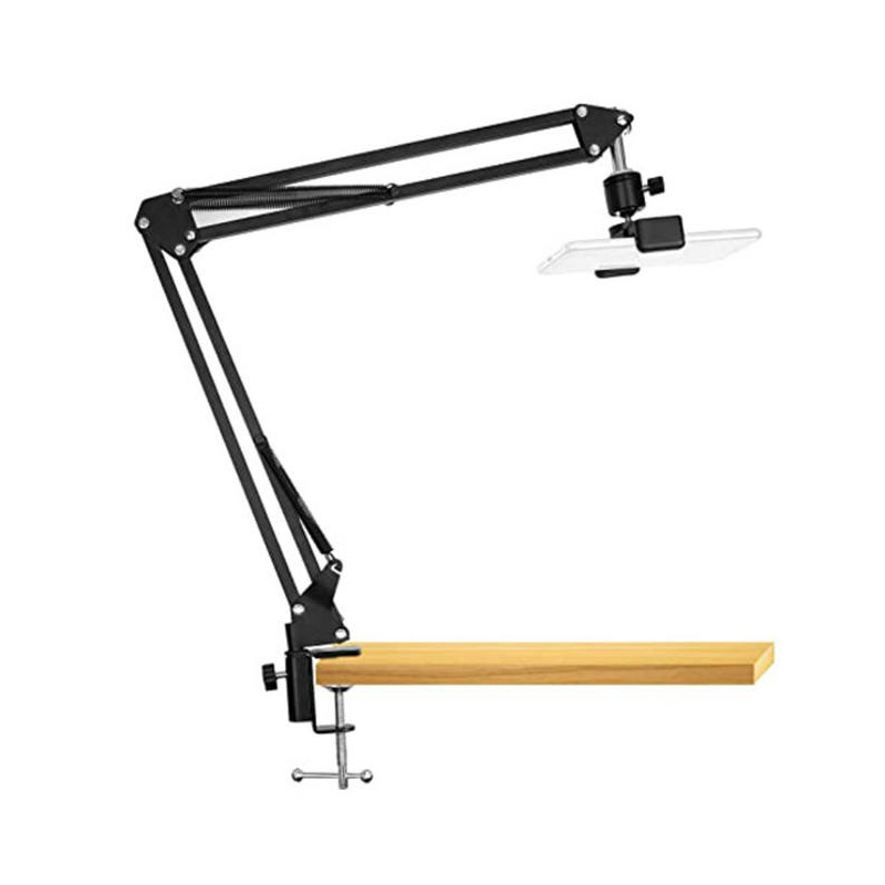 Picture of Overhead Video Stand Phone Holder Articulating Arm Tab Mount Boom Arm Articulating Tablet Phone Holder for Streaming Phone Baking Crafting Tripod