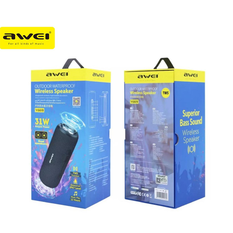 Picture of Awei Y669 Outdoor TWS Waterproof Portable Bluetooth Wireless IPX7 Speaker for center