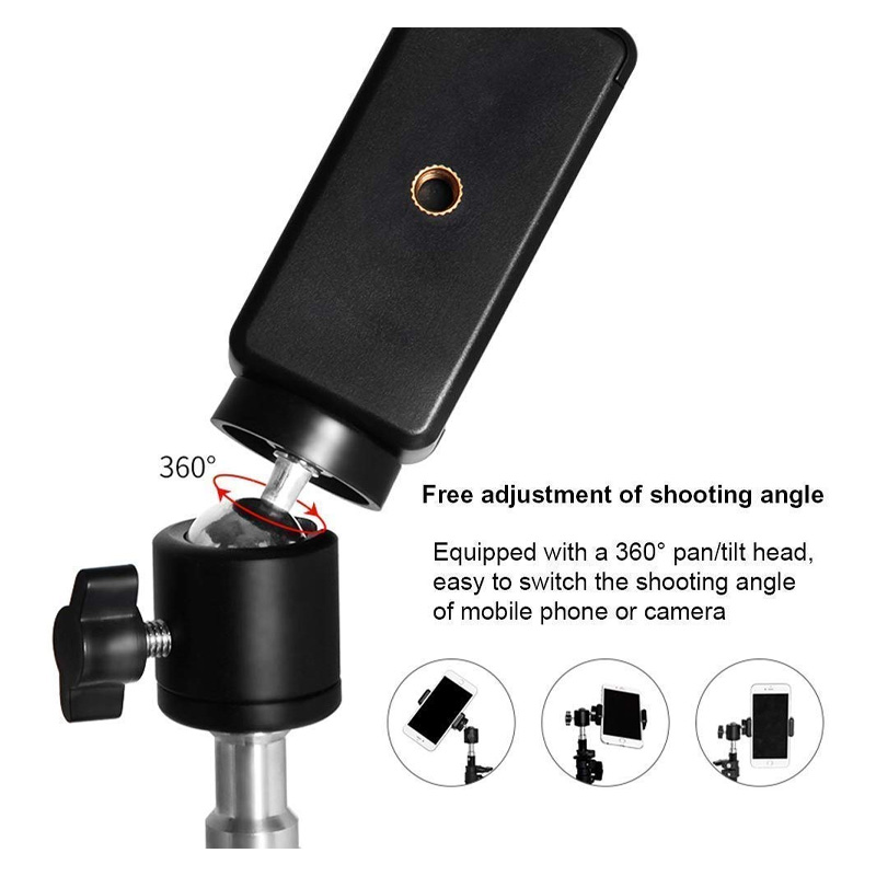 Picture of 7.1 Fit Big Tripod Stand with 360 ball head for Phone and Camera Adjustable Aluminium Alloy Big Tripod Stand Holder, Photo/Video Shoot, TIK Tok/YouTube Videos with Mobile Clip Holder Bracket