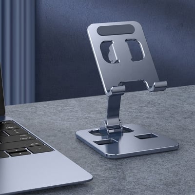 Picture of Aluminum Dock Mount Mobile Stand Adjustable Phone/Tablet Stand Phone Stand Metal Phone Holder For Tablet, Smartphone & iPad