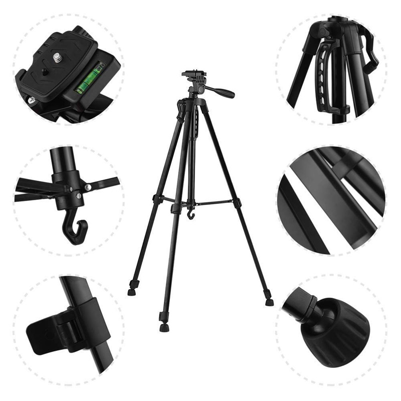 Picture of 3366 Aluminum Tripod (55-Inch), Universal Lightweight Tripod with Mobile Phone Holder Mount & Carry Bag for All Smart Phones, Gopro, Cameras