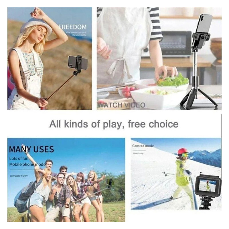 Picture of Q07/N08 Selfie Stick with Tripod Stand, Bluetooth Extendable Tripod for Mobile Phone, 3-in-1Multifunctional Selfie Stick All Phones sELFIE Tripod