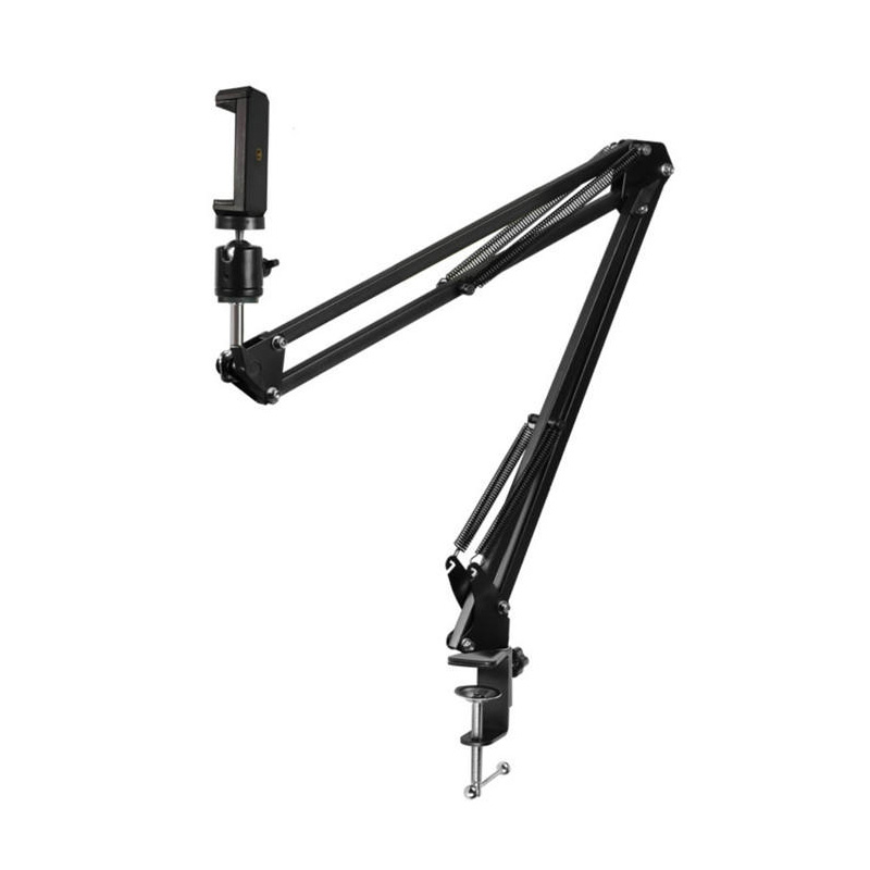 Picture of Overhead Video Stand Phone Holder Articulating Arm Tab Mount Boom Arm Articulating Tablet Phone Holder for Streaming Phone Baking Crafting Tripod