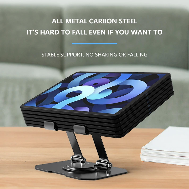 Picture of Tab & mobile holder Adjustable Foldable Carbon Steel Tablet Stand 360 Rotation Phone Holder Portable Hollow Heat Dissipation for iPad