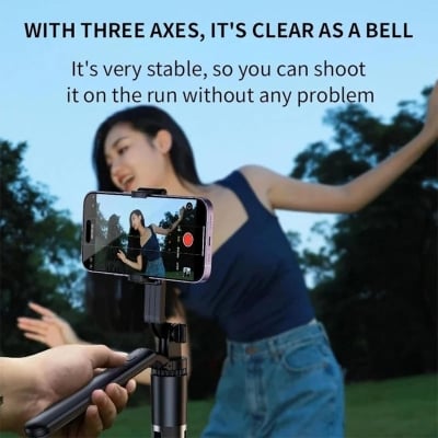 Picture of Selfie Stick, R16, Extendable with Balance Handle & Recharable BT Remote, Stable 3 Leg Design, Selfie Stick with Tripod Stand for 360° Panoramic Shoot, 62" Long, Made for Phones, Gopro,