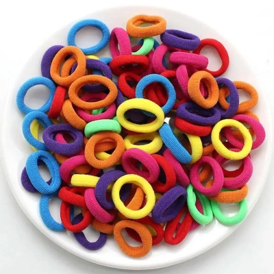 Picture of 100 pcs 2.5cm elastic hair rope girl hair accessories hair band rubber band small gifts children gift head rope wholesale
