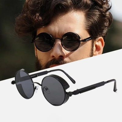Picture of Metal Steampunk Sunglasses Men Women Fashion Round Glasses Brand Designer Vintage Sun Glasses High Quality