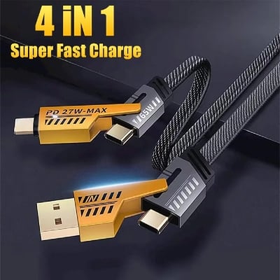Picture of 6A Super Fast Charging 4 in 1 USB Cable PD 65W Type-c to Type-c Multi-function 2 with 2 Cable for Mobile Phone