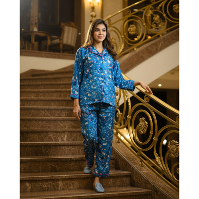 Picture of Premium Quality Ac Silk 3D Print Korean Shirt Pant Nighty For Woman Wear All Day-Night-print-3