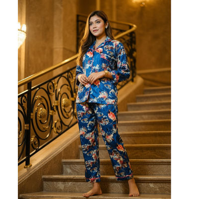 Picture of Premium Quality Ac Silk 3D Print Korean Shirt Pant Nighty For Woman Wear All Day-Night-print-4