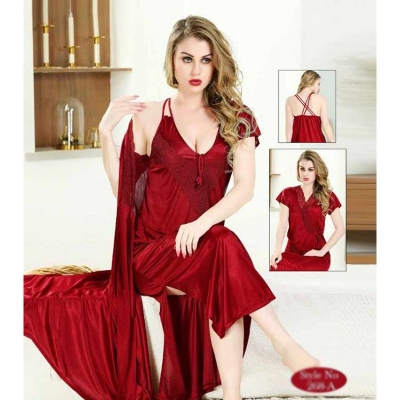 Picture of Two part bridal nightwear for woman-maroon