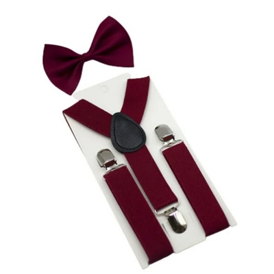 Picture of Y-shape Adjustable Suspender For Women and Men Elastic Pants Braces Cross Belt Clothing Clip-on Suspenders and Bow Tie