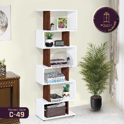 Picture of AndorMahal 6-Tier Bookcase Room Divider, S-Shaped/Bookshelf (Made of Melamaine Leminated Board) (6ft by 1.5ft by 1ft)