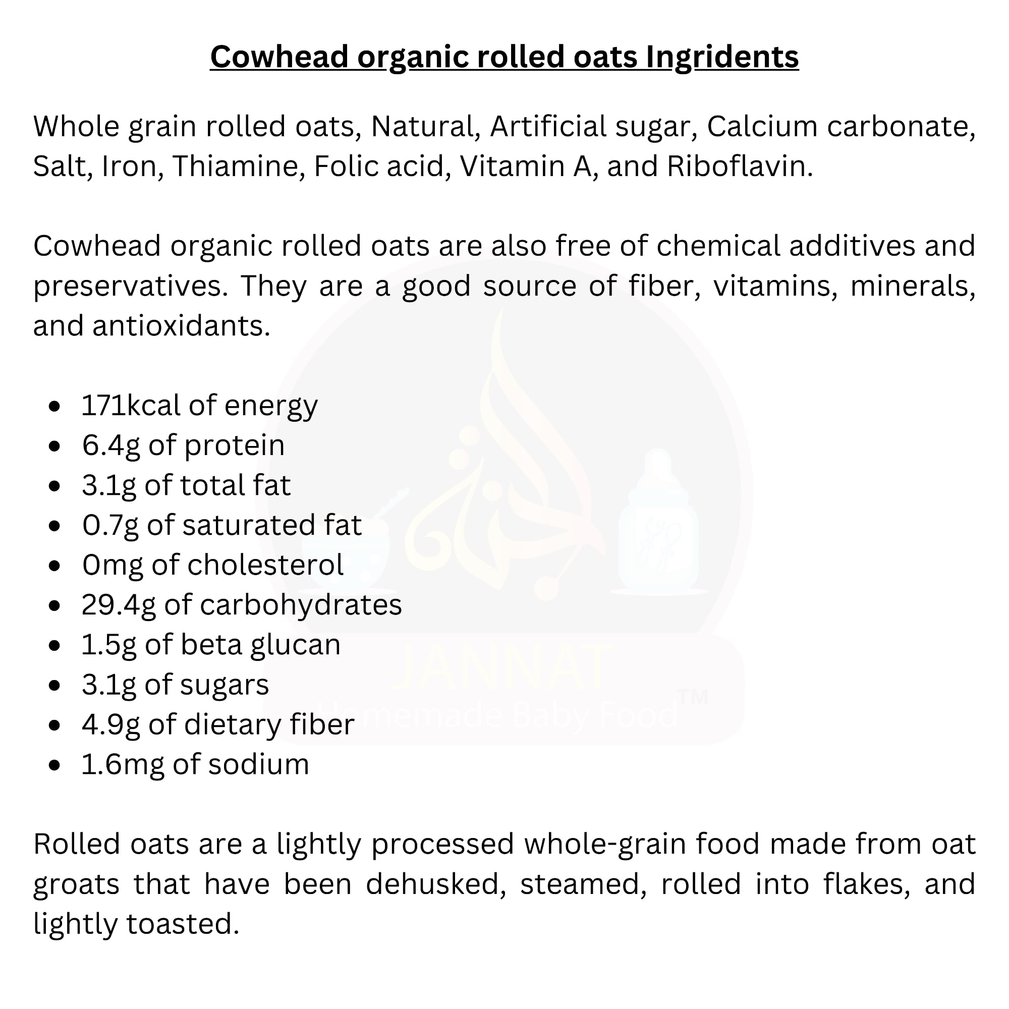 Picture of Cowhead Organic Rolled Oats 500g - High Fiber, Whole Grain, Non-GMO, Ready-to-Eat Breakfast