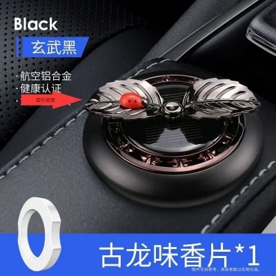 Picture of Car Air Freshener Rotating Solar Leaf Aromatherapy Diffuser Scent Decoration with Scent Tablet Accessory Ornament Relieve Refresh for Auto Car Home Office (Black,Silver,Red,Golden)