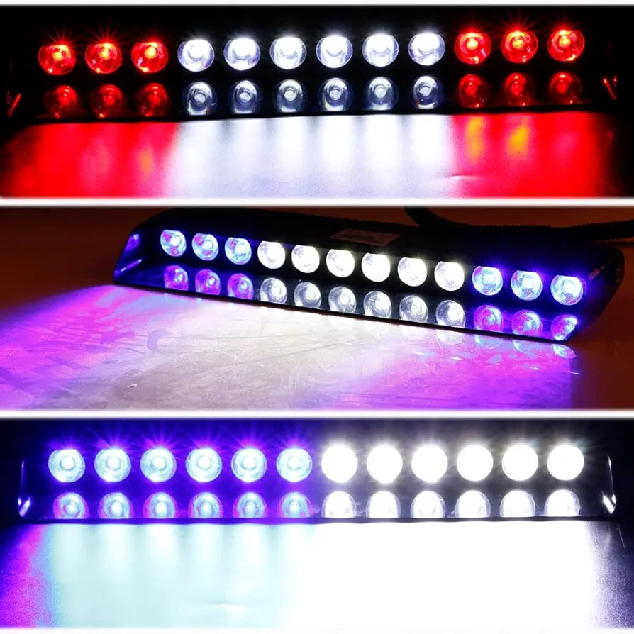 Picture of Dashboard 9 led car emergency 3 color (red, white, blue flashing) Lights and Multi Mode Function Available