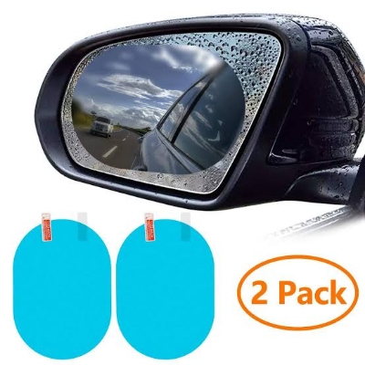 Picture of Tempered Glass Anti Fog, Waterproof Film Anti-Glare Anti Dust Anti-Water Mist Film Rearview Mirror, Side Window Protective for All Automobile and Vehicle (Set of 2)