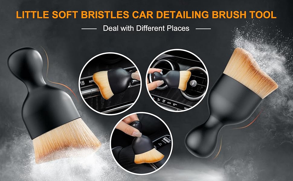 Picture of Car Detailing Brush, car wash Brush, car Interior Cleaning Brush Ideal for Interior, Exterior, Dashboard, AC Vents, Leather & Engines, Soft Bristles (Pack of 1)