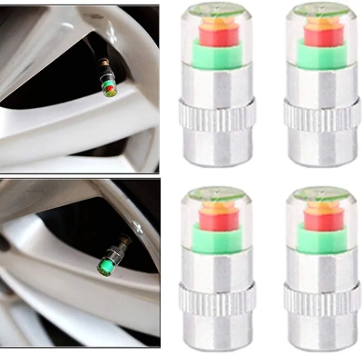 Picture of Car Valve Caps, 4pcs Car Tyre Pressure Gauge Display Alarm Monitoring Valve Cap Sensor Tyre Pressure Monitor