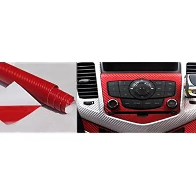 Picture of 5D Carbon Fiber Vinyl Car Diy Wrap Sheet Roll Film Sticker Decal - Red Color 8"/60"