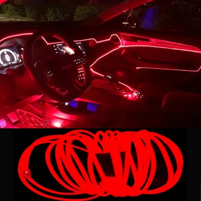Picture of 3 Meters Car Dashboard Cold EL Wire Car Interior Light Ambient Neon Light for Cars - Red