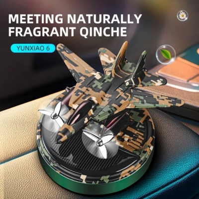 Picture of New Car Aromatherapy Solar helicopter Aromatherapy seat Creative camouflage rotating aircraft car perfume center console car decorat