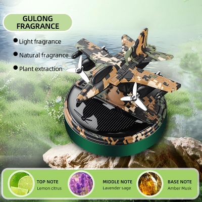 Picture of New Car Aromatherapy Solar helicopter Aromatherapy seat Creative camouflage rotating aircraft car perfume center console car decorat