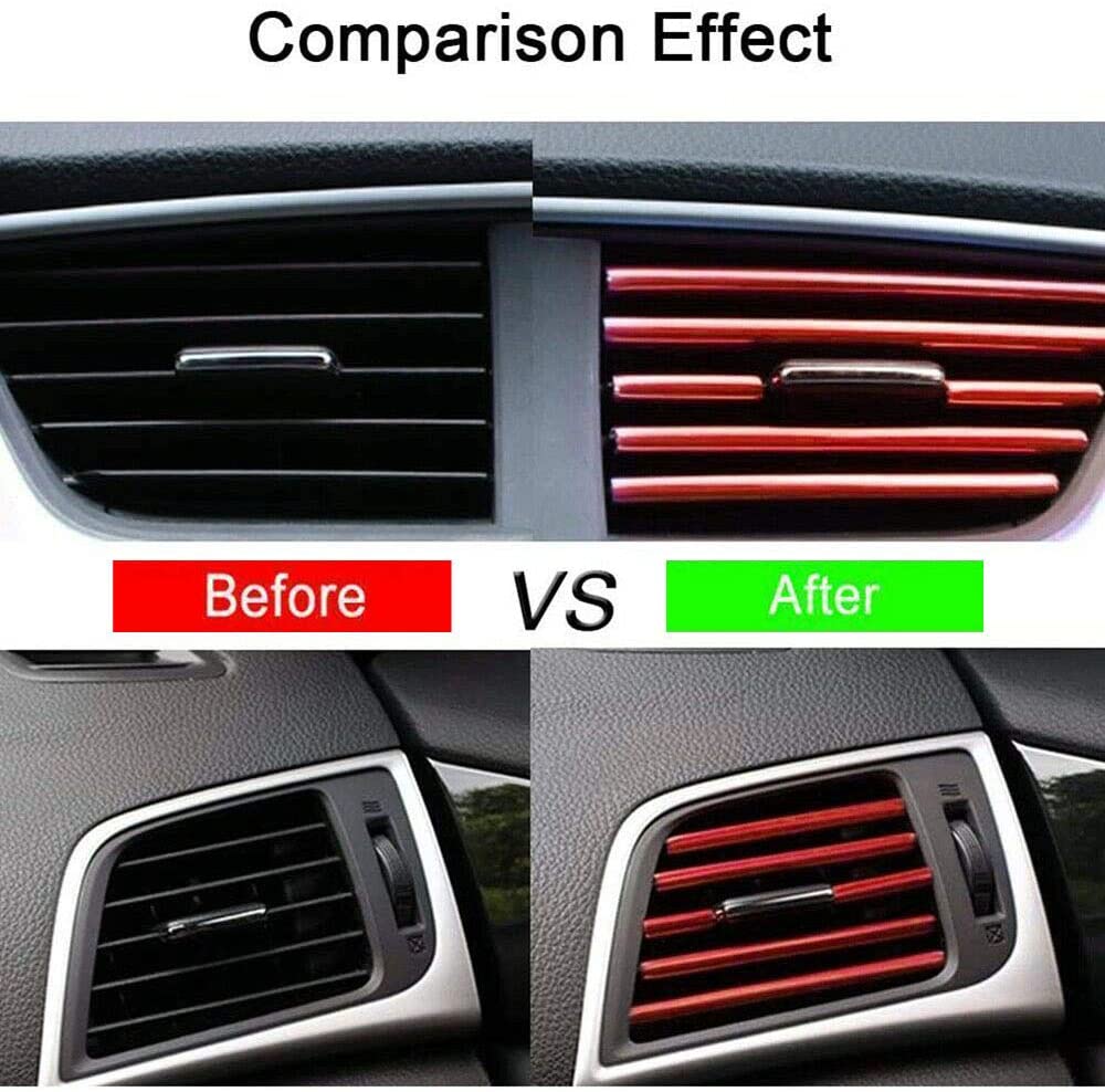 Picture of 10 Pcs 20cm Car Air Conditioner Vent Outlet Trim Strips U Shape Chrome PVC Colorful Shiny Car Trim Strips for Car Decoration