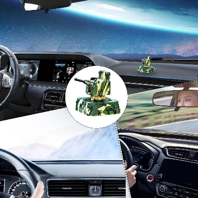 Picture of Solar Car Air Freshener | Car Air Freshener Diffuser with Solar Rotation | Modern Cannon Shape Odor Remover Anti Slip Base Design Sea Scent for Taxi Caravan Truck Dashboard