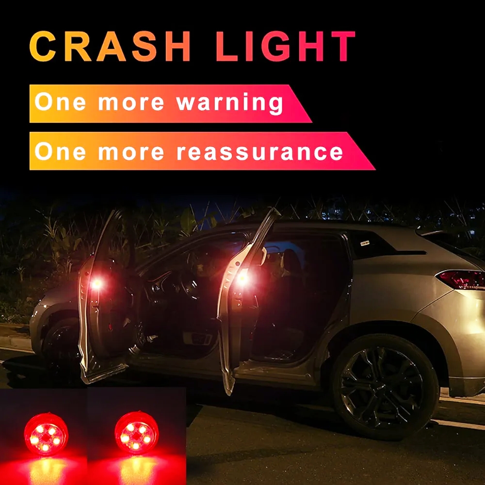 Picture of 2pcs Car Door Warning Lights Car LED Door Open Warning Lamp Strobe Flash Anti-collision Safety Red Light Universal For Car Car LED Door Open Warning Lamp Strobe Flash Anti-collision Safety