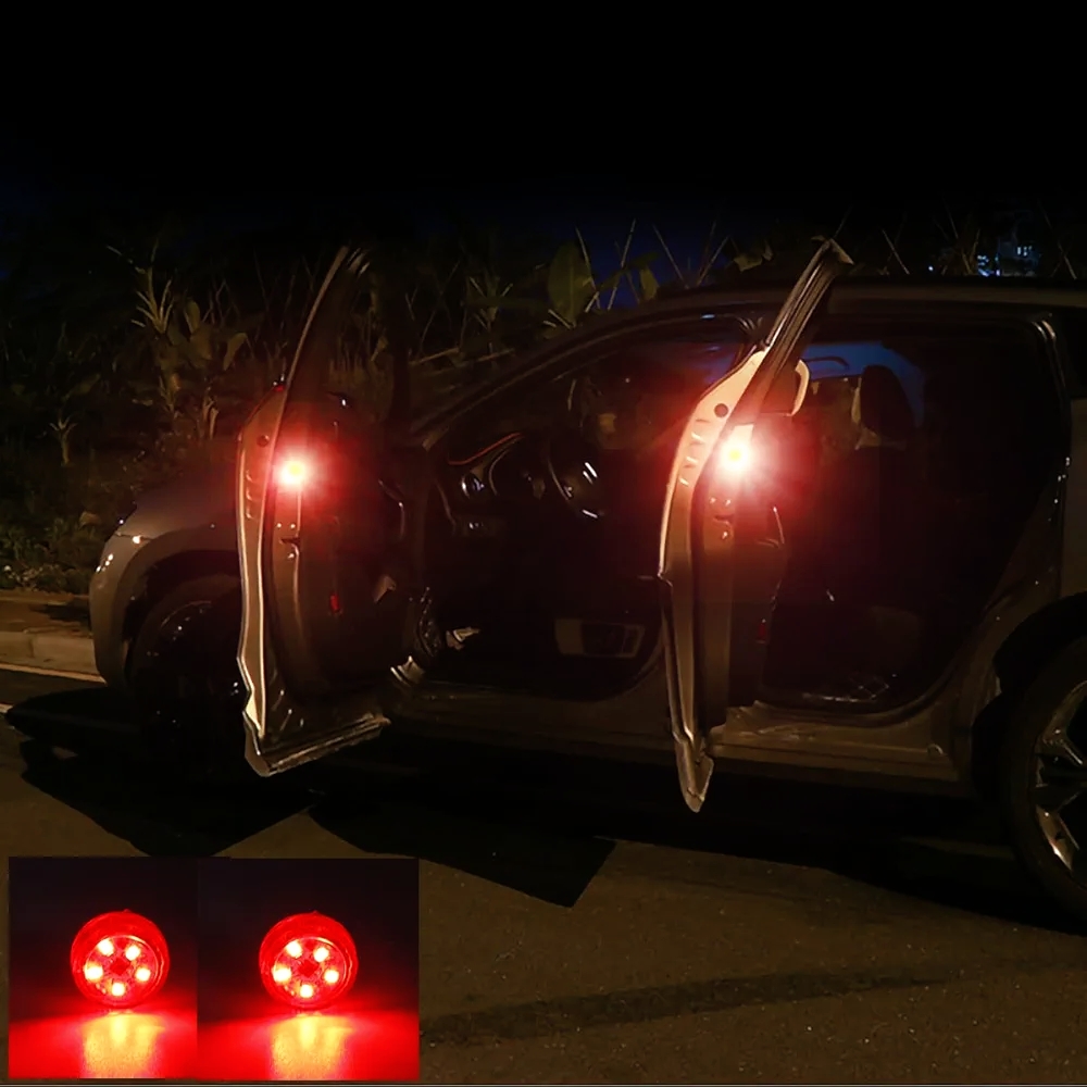 Picture of 2pcs Car Door Warning Lights Car LED Door Open Warning Lamp Strobe Flash Anti-collision Safety Red Light Universal For Car Car LED Door Open Warning Lamp Strobe Flash Anti-collision Safety