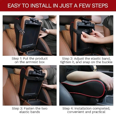 Picture of Car Armrest Cushion,Memory Foam Car Armrest Pad,Auto Center Console Armrest Pillow with Phone Holder Storage Bag Universal Fit for Most Car