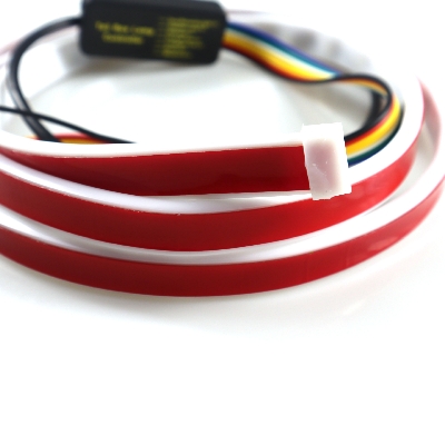 Picture of Car Tail Box Streamer Phantom Float Taillight LED Running Horse Lighting 7 Colors Water Steering Brake Silicone Light Strip
