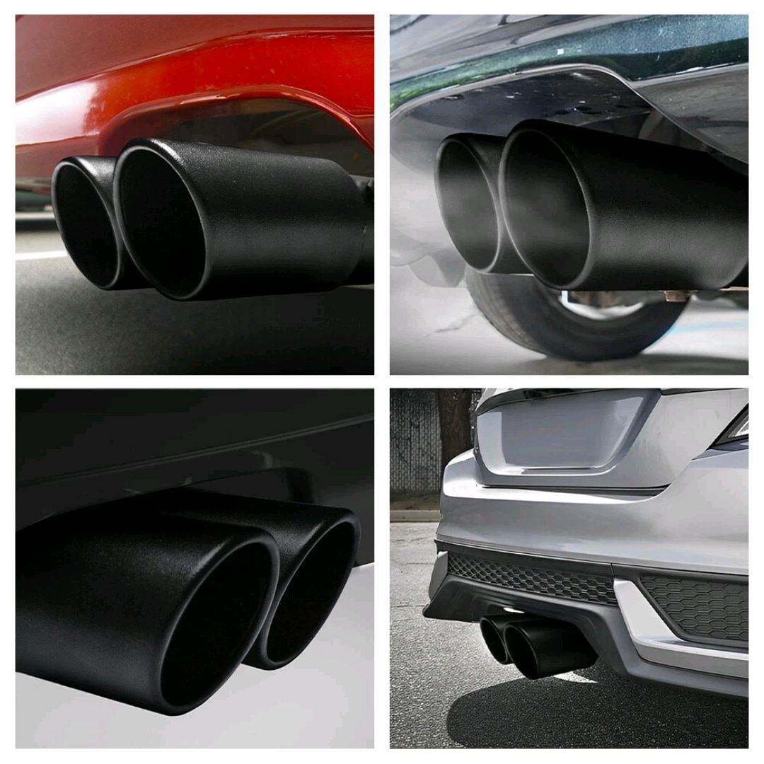 Picture of Matte Black Car Stainless Steel Dual Exhaust Pipe Muffler Tip Tail 1.5 -2 .4inch