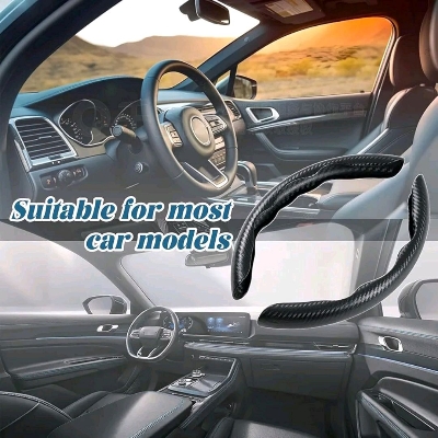 Picture of Universal Carbon Fiber Steering Wheel Cover,2 Pack Car Steering Wheel Covers,Carbon Fiber Anti-Skid Segmented Car Steering Wheel Protector for Auto/Truck/SUV/Van Steering Wheels Accessories Black…