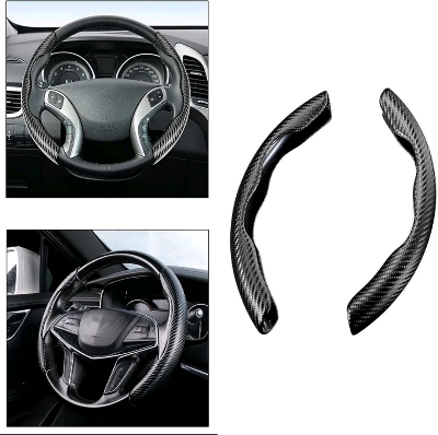 Picture of Universal Carbon Fiber Steering Wheel Cover,2 Pack Car Steering Wheel Covers,Carbon Fiber Anti-Skid Segmented Car Steering Wheel Protector for Auto/Truck/SUV/Van Steering Wheels Accessories Black…