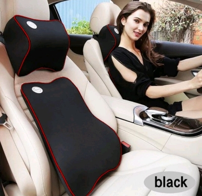 Picture of Premium Car Headrest & Lumbar Support Cushion Set – Rebound Memory Foam Backrest Pillow - Black