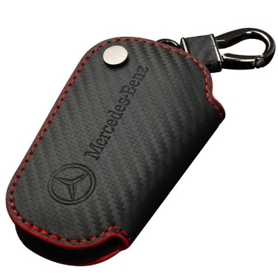 Picture of Mercedes-Benz key case, carbon fiber faux suede key pouch, key ring, key cover