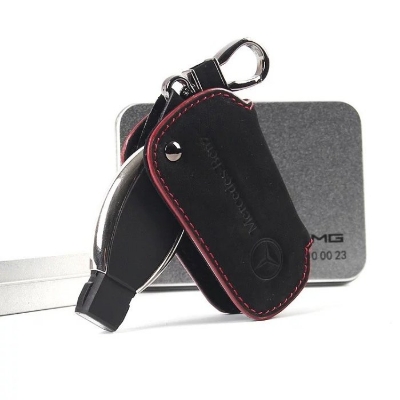 Picture of Mercedes-Benz key case, carbon fiber faux suede key pouch, key ring, key cover