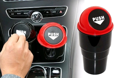 Picture of Car Cup Holder Trash Can with Lid Car Garbage Can for S Truck red lid|Home & Garden | Household Supplies & Cleaning | Trash Cans & Wastebaskets