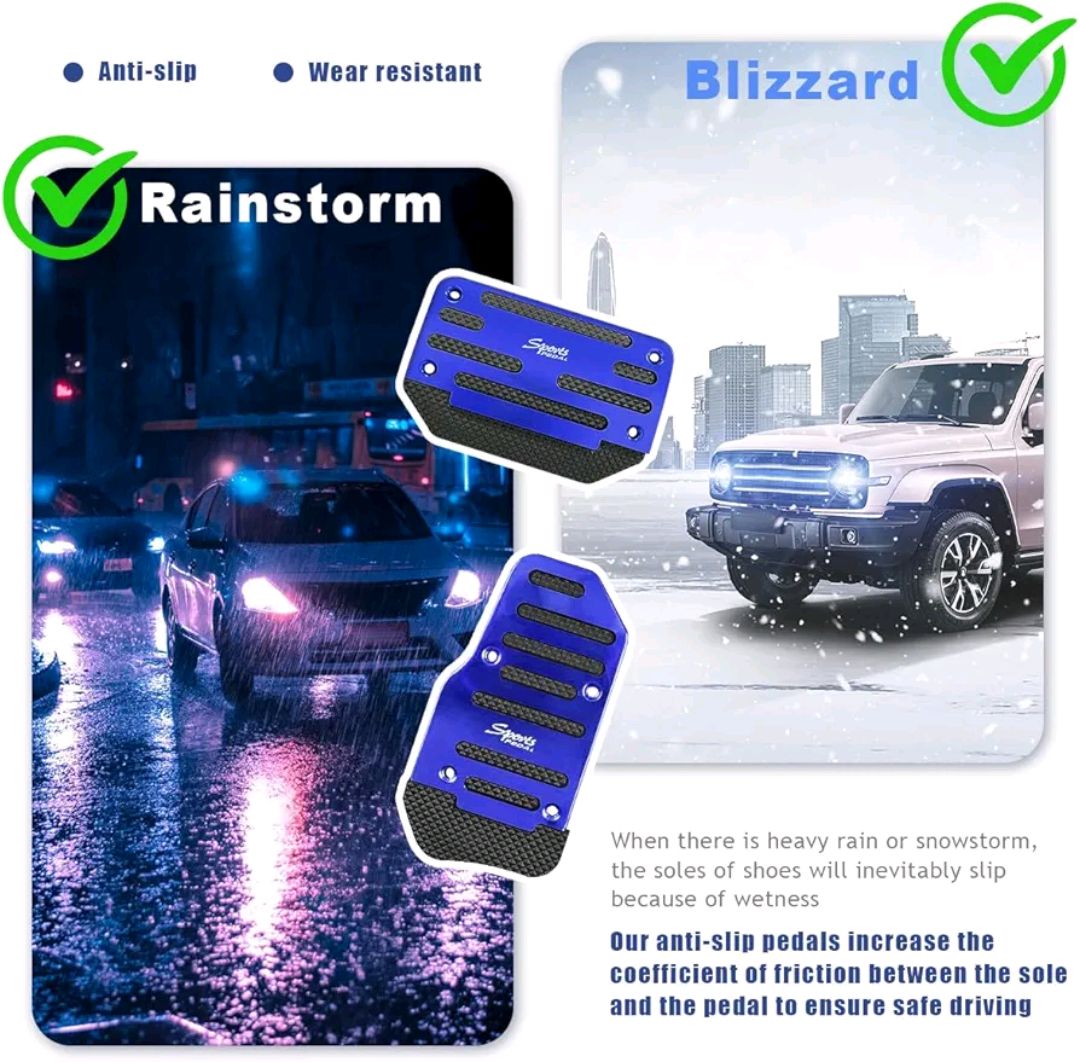 Picture of 2PCS Car Non-Slip Aluminum Alloy Pedal Pads, Nonslip Car Pedal Pads, Non-Slip Foot Pedal Covers Set, Accelerator Pedal Pad Cover Interior Decoration Accessories Universal for Car, SUV (Blue)